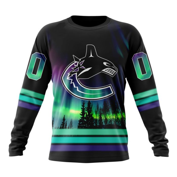 Personalized NHL Vancouver Canucks Special Design With Northern Lights Unisex Sweatshirt SWS3518