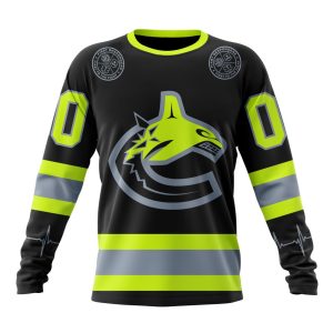 Personalized NHL Vancouver Canucks Specialized Unisex Kits With FireFighter Uniforms Color Unisex Sweatshirt SWS3547