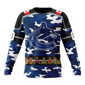 Personalized NHL Vancouver Canucks With Camo Team Color And Military Force Logo Unisex Sweatshirt SWS3553
