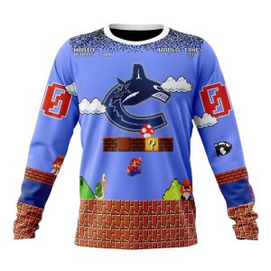 Personalized NHL Vancouver Canucks With Super Mario Game Design Unisex Sweatshirt SWS3555