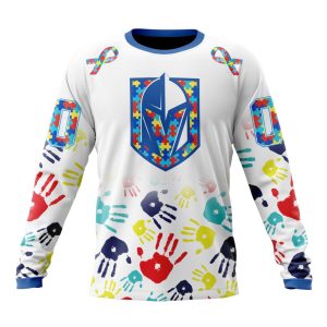 Personalized NHL Vegas Golden Knights Autism Awareness Hands Design Unisex Sweatshirt SWS3560