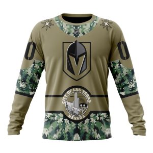 Personalized NHL Vegas Golden Knights Military Camo With City Or State Flag Unisex Sweatshirt SWS3568