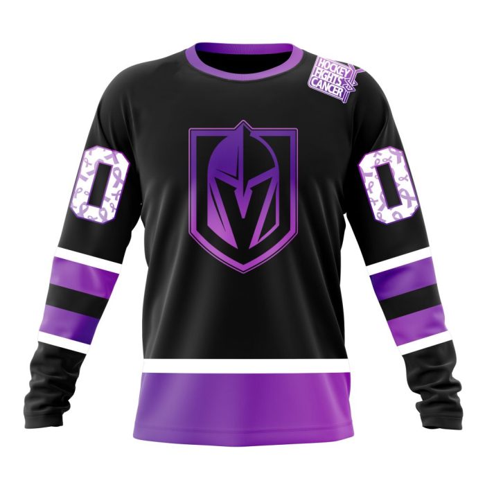 Personalized NHL Vegas Golden Knights Special Black Hockey Fights Cancer Unisex Sweatshirt SWS3570