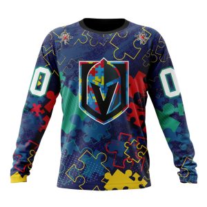 Personalized NHL Vegas Golden Knights Specialized Fearless Against Autism Unisex Sweatshirt SWS3598
