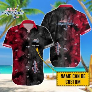 Personalized NHL Washington Capitals Palm Leafs Hawaiian Design Button Shirt HWS0803