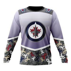 Personalized NHL Winnipeg Jets Specialized Sport Fights Again All Cancer Unisex Sweatshirt SWS3725