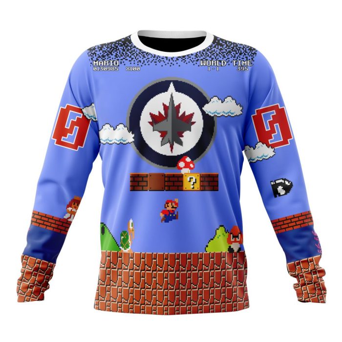 Personalized NHL Winnipeg Jets With Super Mario Game Design Unisex Sweatshirt SWS3734