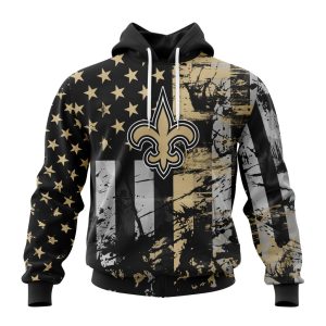 Personalized New Orleans Saints Classic Grunge American Flag Unisex Hoodie TH1178