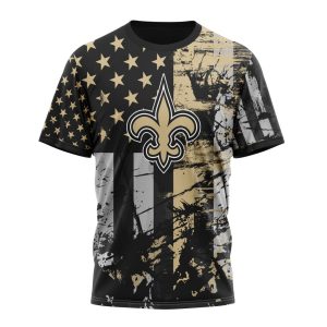 Personalized New Orleans Saints Classic Grunge American Flag Unisex Tshirt TS3032