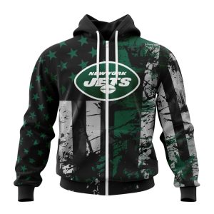 Personalized New York Jets Classic Grunge American Flag Unisex Zip Hoodie TZH0490
