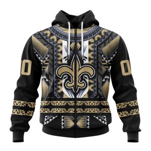 Personalized Pattern Orleans Saints Specialized Pattern Native Concepts Unisex Zip Hoodie TZH1131