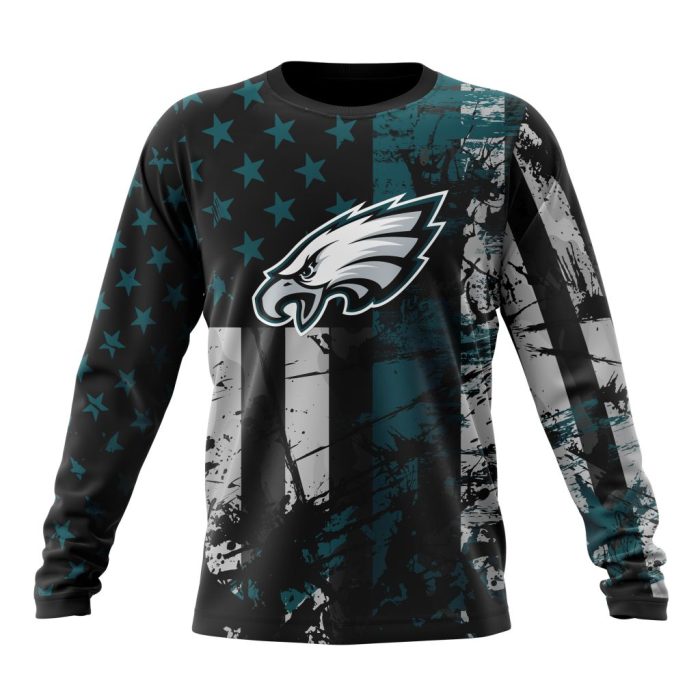 Personalized Philadelphia Eagles Classic Grunge American Flag Unisex Sweatshirt SWS965