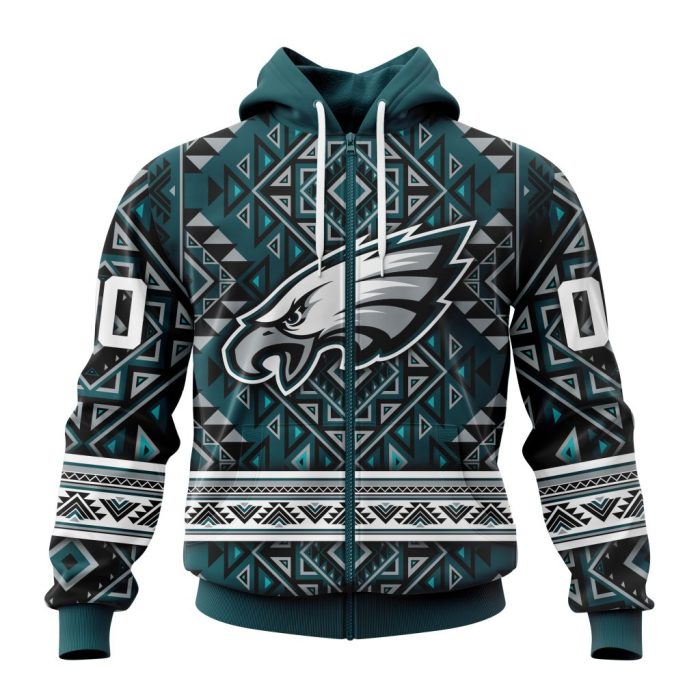 Personalized Philadelphia Eagles Specialized Pattern Native Concepts Unisex Zip Hoodie TZH1136