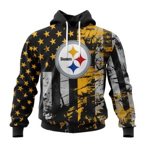 Personalized Pittsburgh Steelers Classic Grunge American Flag Unisex Hoodie TH1832