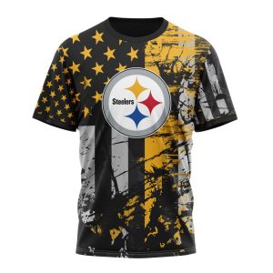 Personalized Pittsburgh Steelers Classic Grunge American Flag Unisex Tshirt TS3686