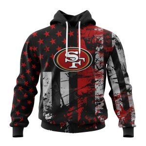 Personalized San Francisco 49ers Classic Grunge American Flag Unisex Hoodie TH1836
