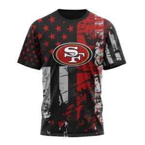 Personalized San Francisco 49ers Classic Grunge American Flag Unisex Tshirt TS3690