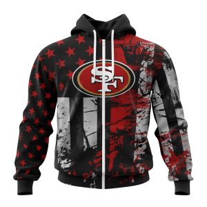 Personalized San Francisco 49ers Classic Grunge American Flag Unisex Zip Hoodie TZH1142