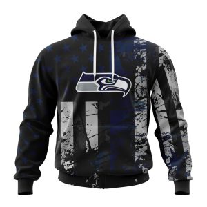 Personalized Seattle Seahawks Classic Grunge American Flag Unisex Hoodie TH1840