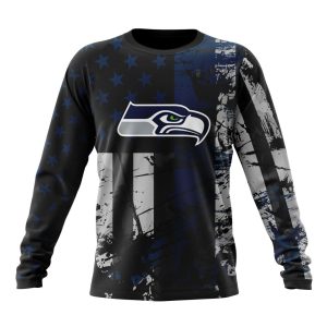 Personalized Seattle Seahawks Classic Grunge American Flag Unisex Sweatshirt SWS977
