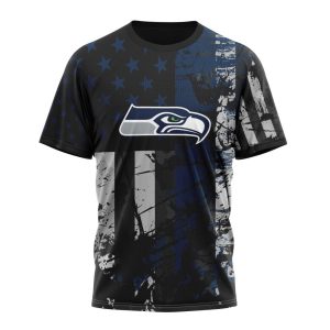 Personalized Seattle Seahawks Classic Grunge American Flag Unisex Tshirt TS3694