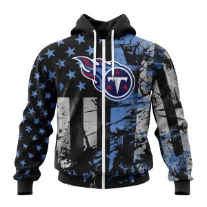 Personalized Tennessee Titans Classic Grunge American Flag Unisex Zip Hoodie TZH1154