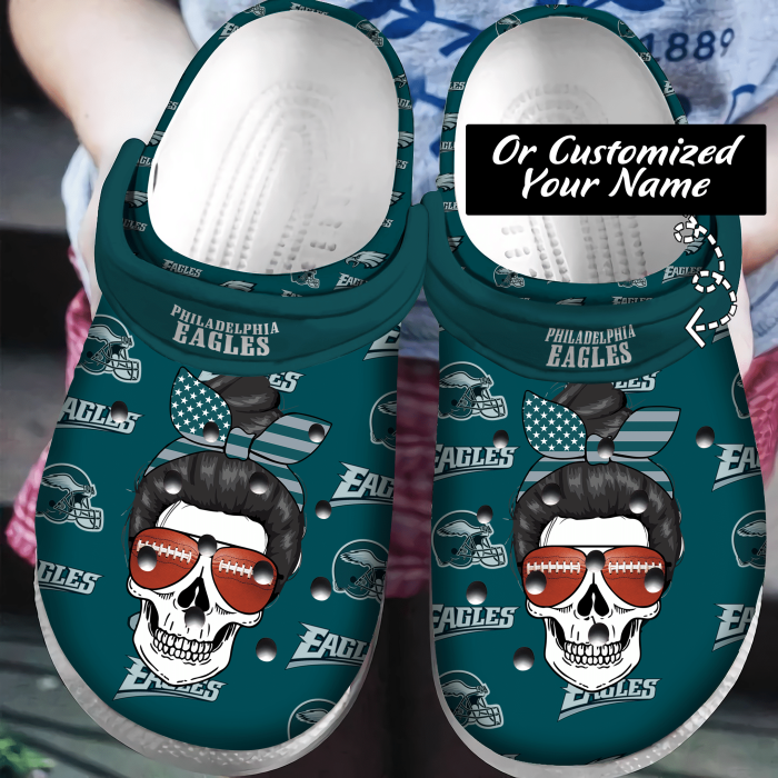 Philadelphia Eagles Skull Girl Life Crocs Crocband Clog Comfortable Water Shoes BCL1473