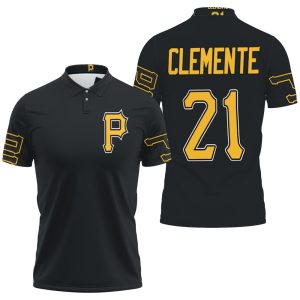 Pittsburgh Pirates Roberto Clemente 21 Mlb Black Polo Shirt PLS2957