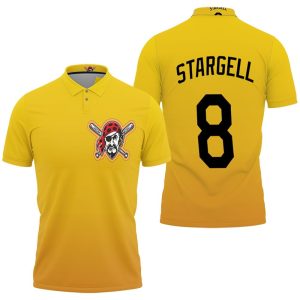 Pittsburgh Pirates Willie Stargell #8 Great Player Mlb Baseball Team Logo Yellow Polo Shirt PLS2955