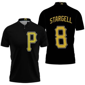 Pittsburgh Pirates Willie Stargell #8 Mlb Great Player Baseball Team Logo Majestic Custom Black Polo Shirt PLS2954