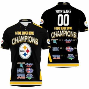 Pittsburgh Steelers 6-time Super Bowl Champions For Fans 3D Personalized Polo Shirt PLS3459