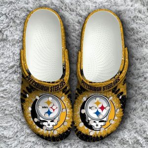 Pittsburgh Steelers Grateful Dead Classic Crocs Crocband Clog Comfortable Water Shoes BCL1376