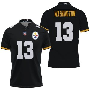 Pittsburgh Steelers James Washington Game Black Jersey Inspired Style Polo Shirt PLS2951