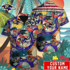 Retro Baltimore Ravens Special Vintage Style Hawaiian Button Shirt HWS0806