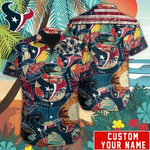 Retro Houston Texans Special Vintage Style Hawaiian Button Shirt HWS0814
