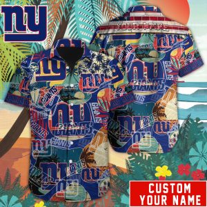 Retro New York Giants Special Vintage Style Hawaiian Button Shirt HWS0825