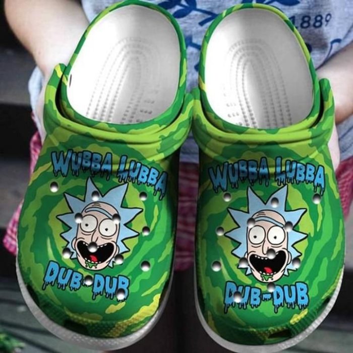 Rick Sanchez Wubba Lubba On Green Pattern Crocs Crocband Clog Comfortable Water Shoes BCL1794