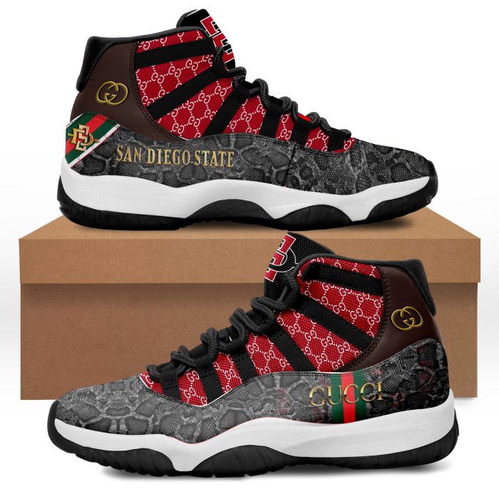 San Diego State Aztecs x Gucci Jordan Retro 11 Sneakers Shoes BJD110485