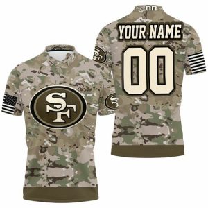San Francisco 49ers Camouflage Veteran 3D Personalized Polo Shirt PLS3444
