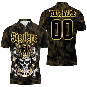 Steelers For Life King Skull Pittsburgh Steelers Personalized Polo Shirt PLS3420