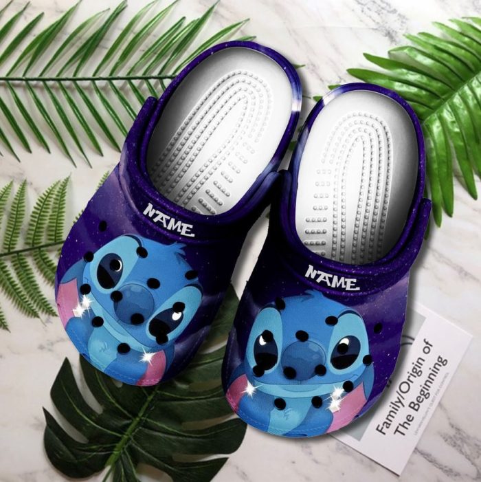 Stitch Custom Name Purple Crocs Crocband Clog Comfortable Water Shoes BCL1765