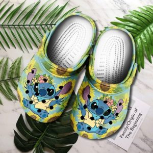 Stitch Sunflower Cute Crocs Crocband Clog Comfortable Water Shoes BCL1710