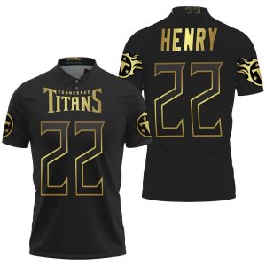 Tennessee Titans 22 Derrick Henry Black Golden Edition Jersey Inspired Style Polo Shirt PLS2923