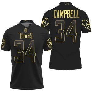 Tennessee Titans Earl Campbell #34 NFL America Football Team Logo Black Golden Edition Polo Shirt PLS2915