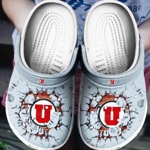 Utah Utes Broken Wall Crocs Crocband Clog Comfortable Water Shoes BCL0167