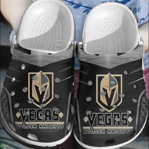 Vegas Golden Knights Crocs Crocband Clog Comfortable Water Shoes In Black BCL0411