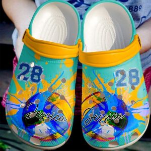 Volleyball Custom Name And Number Crocs Crocband Clog Comfortable Water Shoes In Green BCL1788