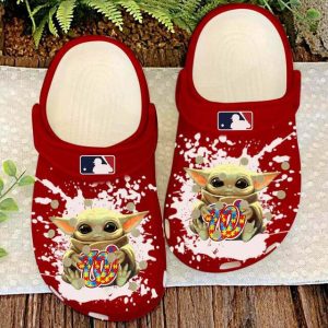 Washington Nationals Baby Yoda Autism Crocs Crocband Clog Comfortable Water Shoes BCL0785