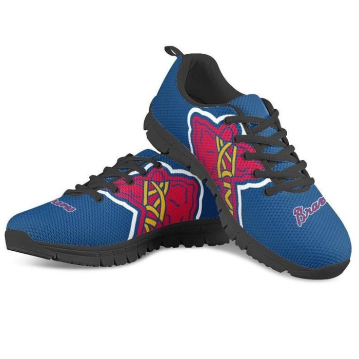 Atlanta Braves MLB Canvas Shoes Running Shoes Black Shoes Fly Sneakers
