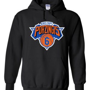 Black Kristaps Porzingis New York Knicks "Logo" Hooded Sweatshirt Hoodie